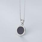 925 Sterling Silver Rhinestone Disc Pendant Necklace S925 Silver - Silver - One Size