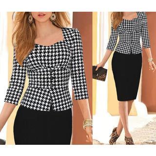 3/4-sleeve Pattern Sheath Dress
