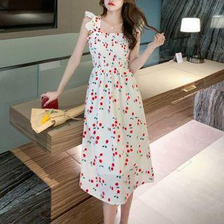 Sleeveless Cherry Print Midi Dress / Short-sleeve Mini Dress