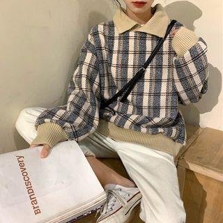 Collared Plaid Pullover