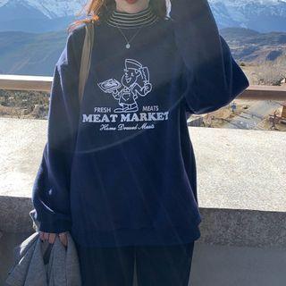 Round-neck Cartoon Print Sweatshirt