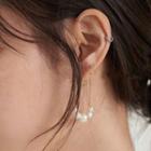 Faux Pearl Drop Earring 925 Silver Earring - White & Gold - One Size