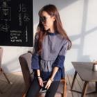 3/4-sleeve Color Block Blouse