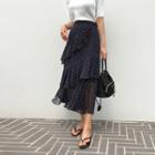 Frilled-detail Pattern Long Skirt