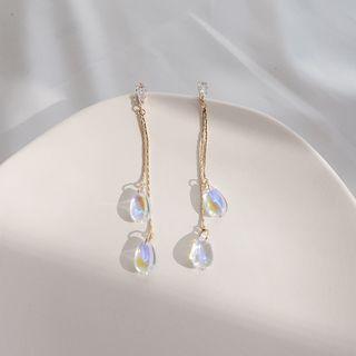 Faux Crystal Alloy Fringed Earring D1371 - 1 Pair - Gold - One Size