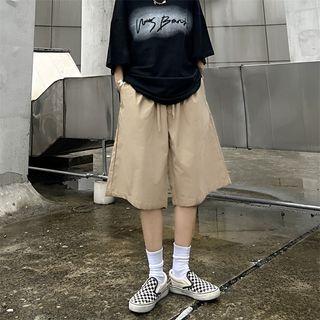 Low Rise Plain Cargo Wide-leg Shorts