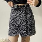 Asymmetric Hem Leopard Mini Pencil Skirt
