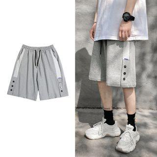 Drawstring Button-detail Cargo Sweatshorts