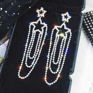 Rhinestone Star & Loop Dangle Earring 1 Pair - Earrings - Silver - One Size