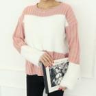 Furry-panel Boxy-fit Knit Top