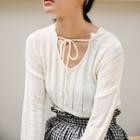 Tie Neck Open Knit Sweater