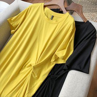 Ruched Short-sleeve Mini T-shirt Dress