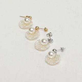 Faux-pearl Seashell Dangle Earrings