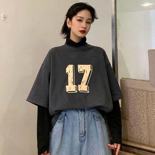 Mock Two-piece Turtleneck Number 17 Sweatshirt