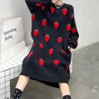 Strawberry Jacquard Knit Dress Black - One Size