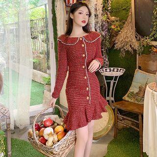 Long Sleeve Tweed Mermaid Dress