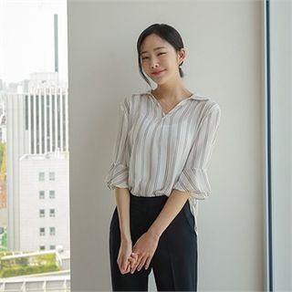 Frill-sleeve Stripe Shirt