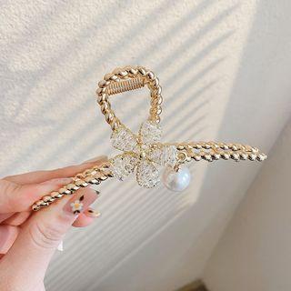 Flower Rhinestone Alloy Hair Clamp 01# - Gold - One Size
