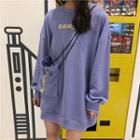 Set: Lettering Long Pullover + Drawstring Crossbody Bag