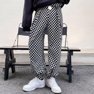 Checkerboard Cargo Harem Pants