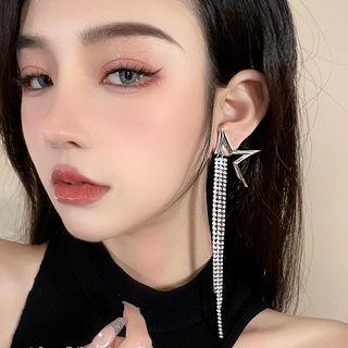 Star Asymmetrical Alloy Fringed Earring 1 Pair - Silver - One Size