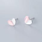 925 Sterling Silver Two-tone Heart Earring 1 Pair - S925 Silver - One Size