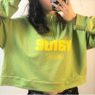 Loose Fit Long-sleeve Zip-up Lettering T-shirt