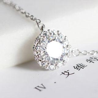 Rhinestone Necklace 1 Pc - 925 Silver - Silver - One Size