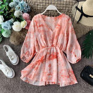 Tie-dye Bat-sleeve Chiffon Blouse