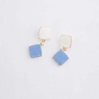Dual-square Dangle Earrings Sky Blue - One Size