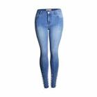 Faux Pearl Cropped Skinny Jeans