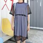 Mesh Mock Two-piece T-shirt Dress