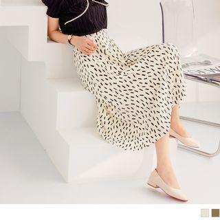 High Waist Pattern Midi A-line Skirt