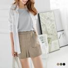 Boxy Pleated Cotton Skirt