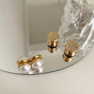Faux Pearl Magnetic Earring / Rhinestone Magnetic Earring