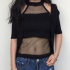 Mock Two-piece Elbow-sleeve Sweater