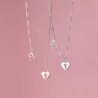 Heart Lock Pendant Sterling Silver Necklace