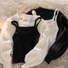 Long-sleeve Plain Sweater / Plain Camisole Top