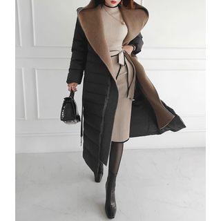 Belted Padded Long Wrap Coat