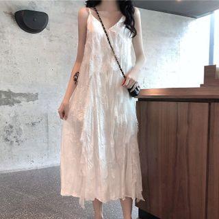 Strappy Fringe Midi A-line Dress