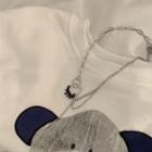 Melting Heart Glaze Pendant Alloy Necklace Silver - One Size