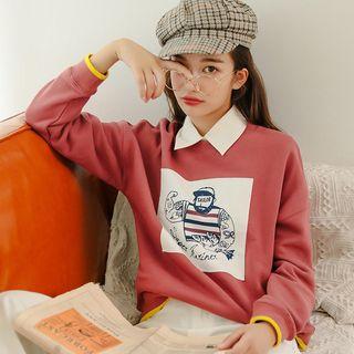 Printed Pullover Pea Red - One Size