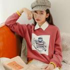 Printed Pullover Pea Red - One Size