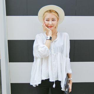 Pleated-hem Blouse