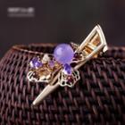 Faux Gemstone Alloy Hair Clamp Purple - One Size