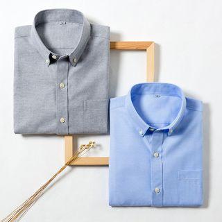 Plain Short-sleeve Oxford Shirt