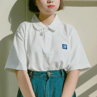 Lettering Polo Shirt White - One Size