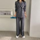 Set: Two-way Notch-lapel Blazer + Wide-leg Dress Pants