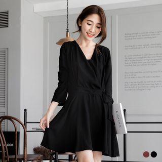 Cross Neck Tie Waist Dress