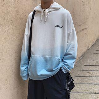 Letter Embroidered Ombre Hoodie